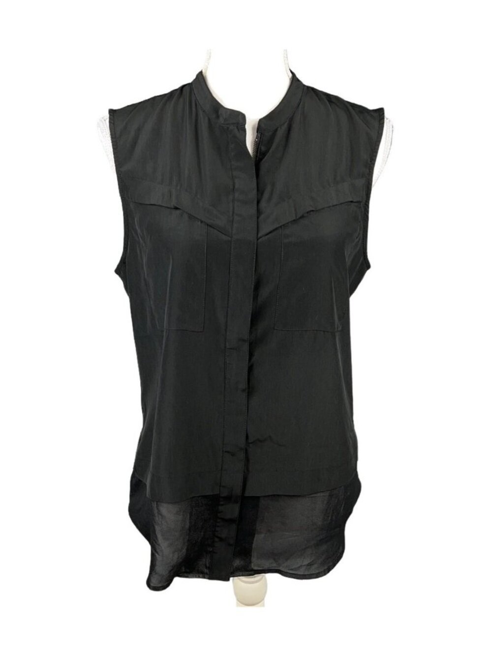 Trouve Sleeveless Black Sheer Hem Blouse Top Womens Lightweight Size M